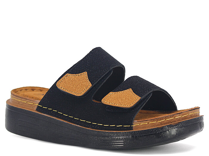 Apella Zenne 480-20 Elit Çift Bantlı Cırtlı Kutulu Günlük Terlik Siyah - Apella