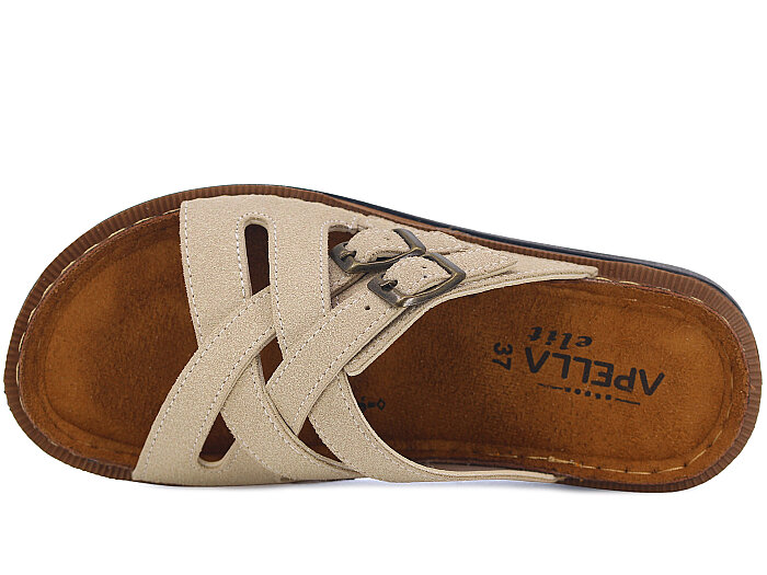 Apella Zenne 480-21 Elit Yandan Çift Toka Kutulu Günlük Terlik Bej - Apella (1)