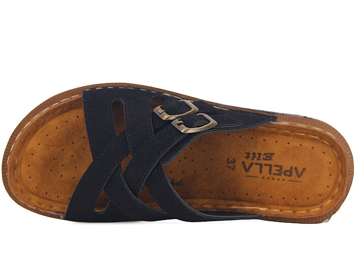 Apella Zenne 480-21 Elit Yandan Çift Toka Kutulu Günlük Terlik Siyah - Apella (1)