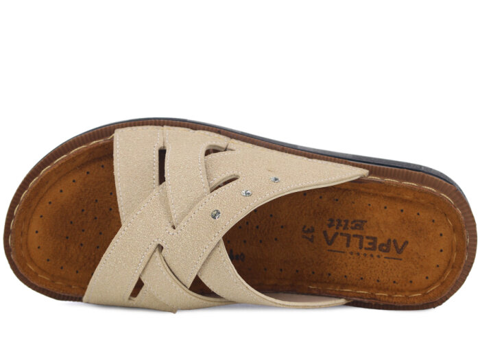 Apella Zenne 480-22 Elit Üç Taşlı Kutulu Günlük Terlik Bej - 2