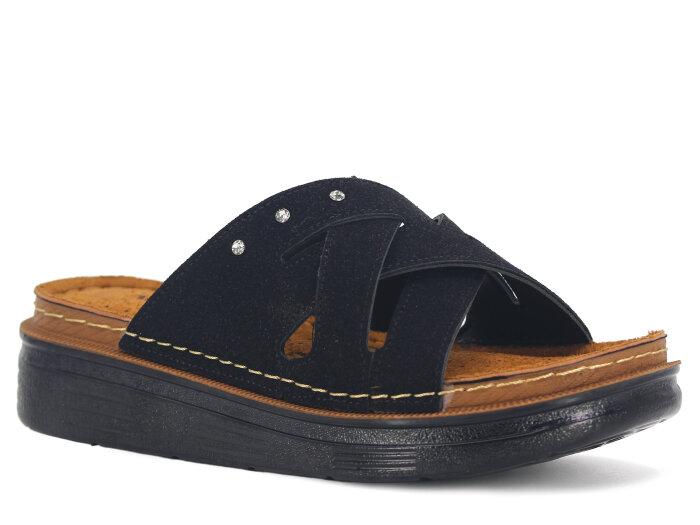 Apella Zenne 480-22 Elit Üç Taşlı Kutulu Günlük Terlik Siyah - Apella