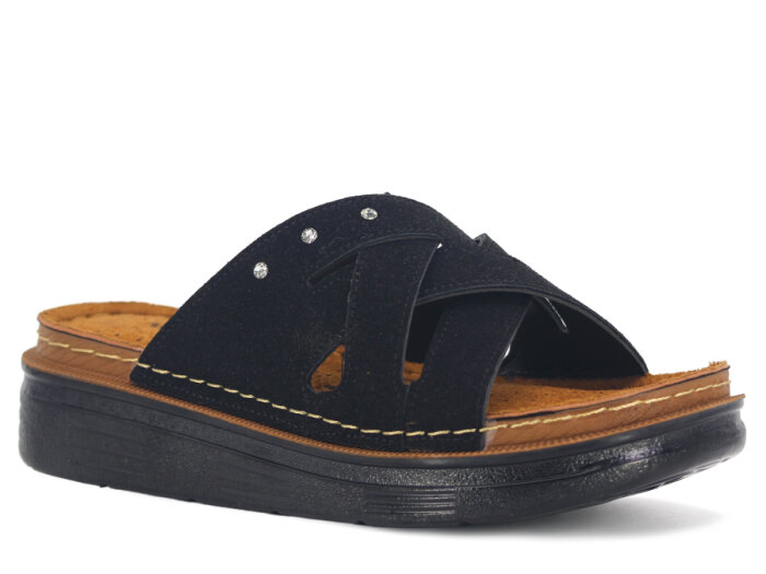 Apella Zenne 480-22 Elit Üç Taşlı Kutulu Günlük Terlik Siyah - 1