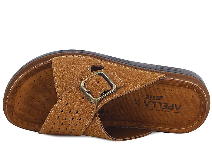Apella Zenne 480-23 Elit Çapraz Tek Toka Kutulu Günlük Terlik Camel - Apella (1)