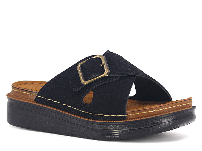 Apella Zenne 480-23 Elit Çapraz Tek Toka Kutulu Günlük Terlik Siyah - 1