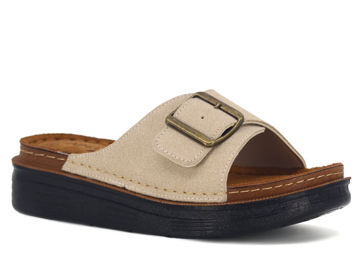 Apella Zenne 480-5 Elit Tek Toka Kutulu Günlük Terlik Bej - Apella