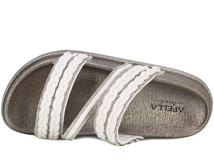 Apella Zenne 487-1 İnci Bantlı Taşlı Günlük Terlik Beyaz - Apella (1)