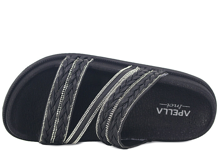 Apella Zenne 487-1 İnci Bantlı Taşlı Günlük Terlik Siyah - Apella (1)