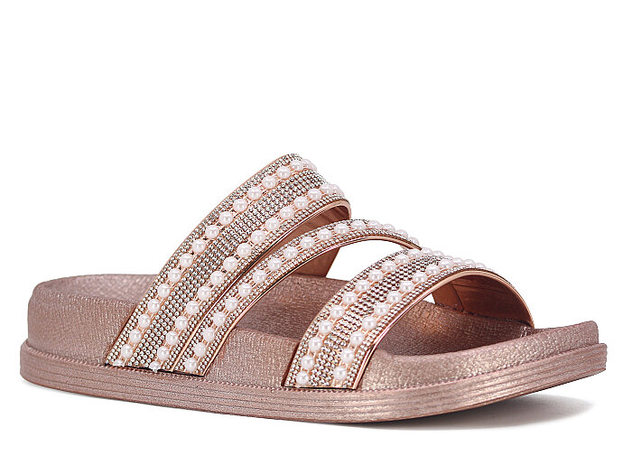 Apella Zenne 487-3 İnci Bantlı Taşlı Günlük Terlik Gül - 1