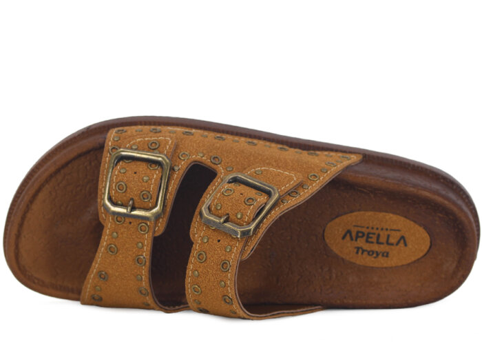 Apella Zenne 495-15 Troya Çift Toka Kutulu Günlük Terlik Camel - 2