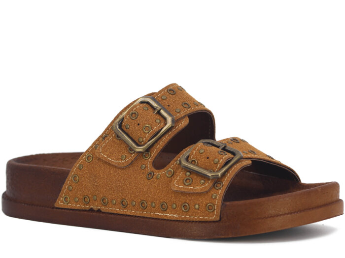 Apella Zenne 495-15 Troya Çift Toka Kutulu Günlük Terlik Camel - 1