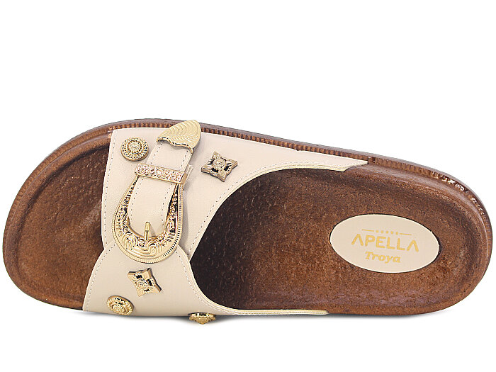 Apella Zenne 495-18 Troya Tek Toka Kutulu Günlük Terlik Bej - 2