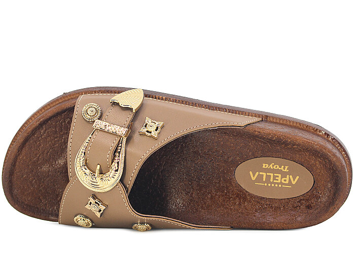 Apella Zenne 495-18 Troya Tek Toka Kutulu Günlük Terlik Camel - Apella (1)