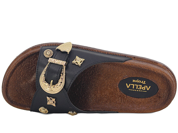 Apella Zenne 495-18 Troya Tek Toka Kutulu Günlük Terlik Siyah - Apella (1)