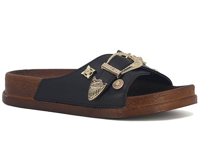 Apella Zenne 495-18 Troya Tek Toka Kutulu Günlük Terlik Siyah - 1