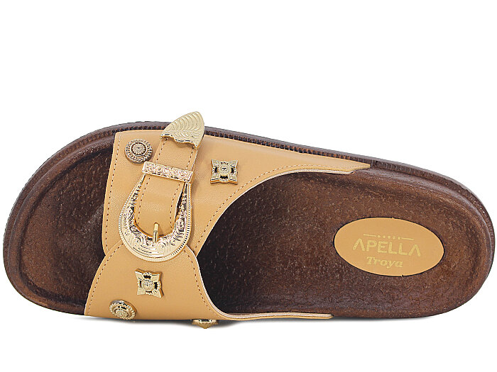 Apella Zenne 495-18 Troya Tek Toka Kutulu Günlük Terlik Vizon - Apella (1)