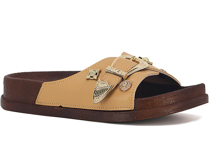 Apella Zenne 495-18 Troya Tek Toka Kutulu Günlük Terlik Vizon - 1