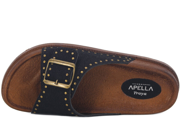 Apella Zenne 495-5 Troya Tek Toka Kutulu Günlük Terlik Siyah - Apella (1)