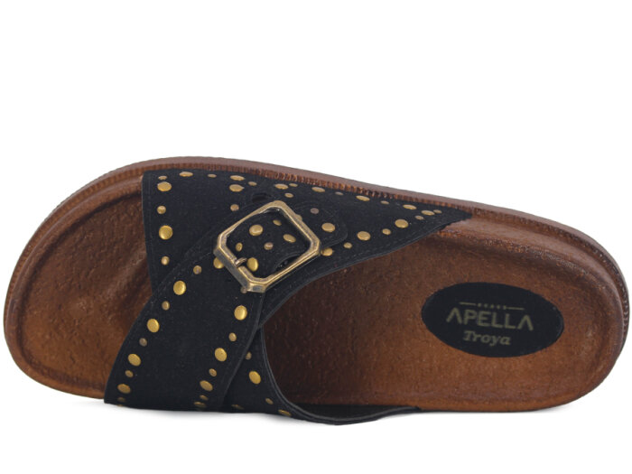 Apella Zenne 495-6 Troya Çapraz Tokalı Kutulu Günlük Terlik Siyah - 2