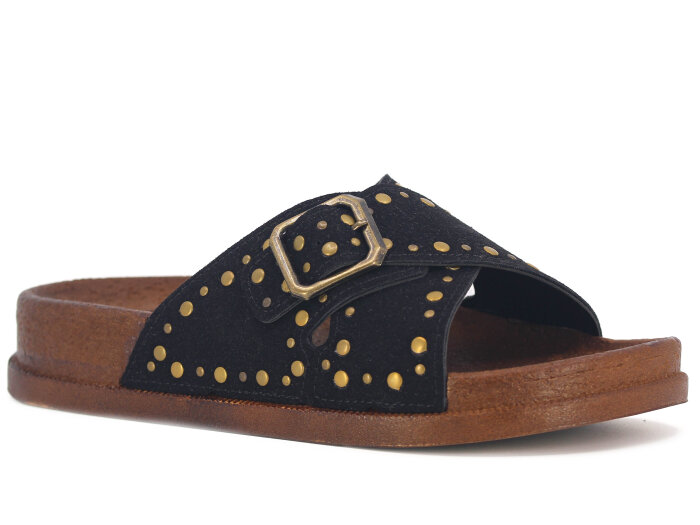 Apella Zenne 495-6 Troya Çapraz Tokalı Kutulu Günlük Terlik Siyah - Apella