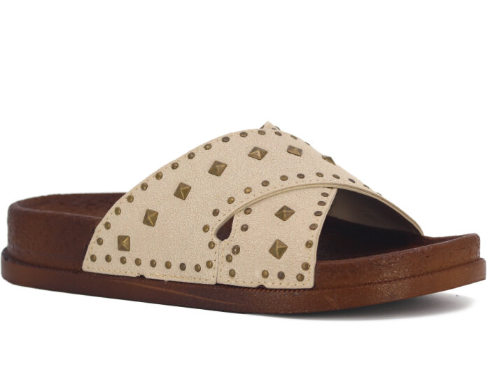 Apella Zenne 495-8 Troya Çapraz Tokalı Kutulu Günlük Terlik Bej - 1