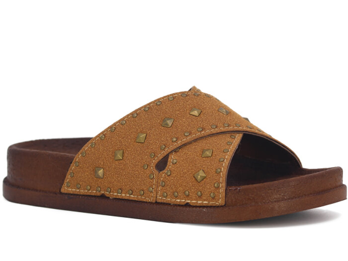 Apella Zenne 495-8 Troya Çapraz Tokalı Kutulu Günlük Terlik Camel - 1