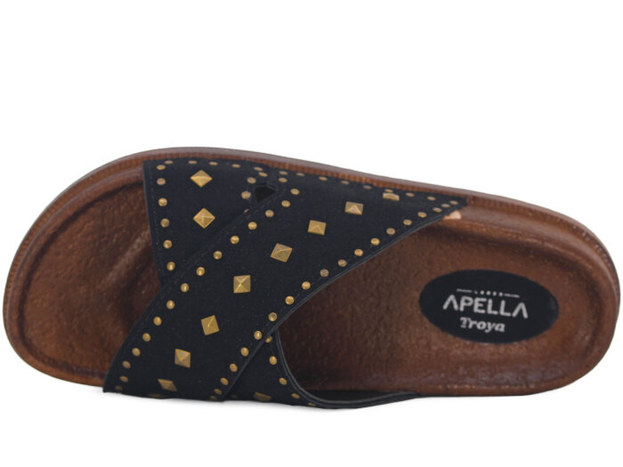 Apella Zenne 495-8 Troya Çapraz Tokalı Kutulu Günlük Terlik Siyah - Apella (1)