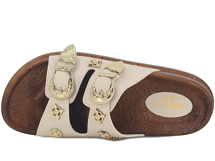 Apella Zenne 495-9 Troya Çift Toka Kutulu Günlük Terlik Bej - 2