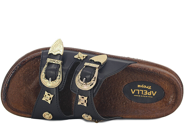 Apella Zenne 495-9 Troya Çift Toka Kutulu Günlük Terlik Siyah - 2