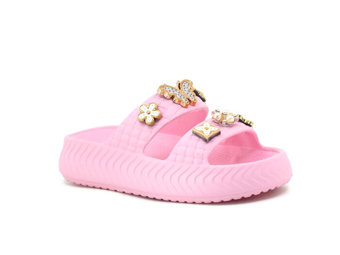 Apella Filet E300-13 Örgülü Taşlı Lux Eva Terlik Açık Pembe - 1