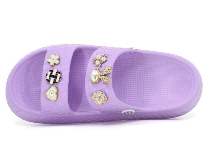 Apella Zenne E800-17 Örgülü Taşlı Lux Eva Terlik Lila - Apella (1)