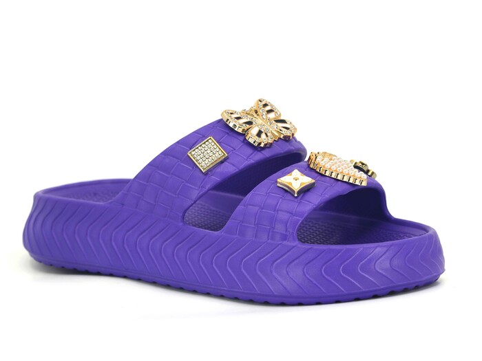 Apella Zenne E800-17 Örgülü Taşlı Lux Eva Terlik Mor 