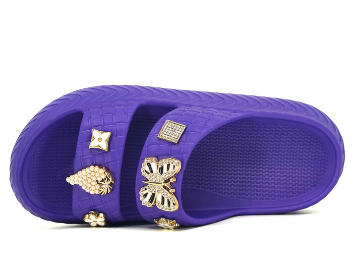 Apella Zenne E800-17 Örgülü Taşlı Lux Eva Terlik Mor - Apella (1)