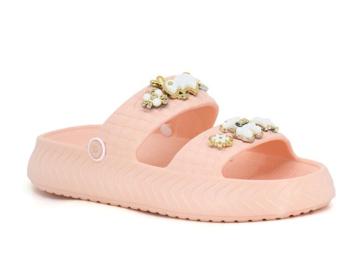 Apella Zenne E800-17 Örgülü Taşlı Lux Eva Terlik Pudra - Apella