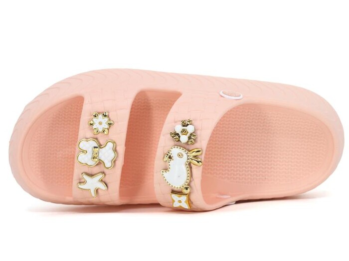 Apella Zenne E800-17 Örgülü Taşlı Lux Eva Terlik Pudra - Apella (1)