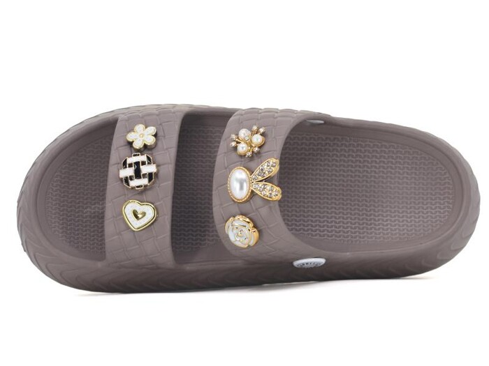 Apella Zenne E800-17 Örgülü Taşlı Lux Eva Terlik Vizon - 2