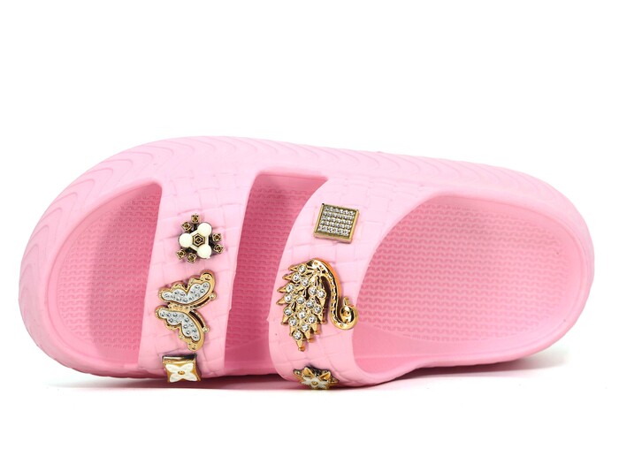 Apella Zenne E800-17 Örgülü Taşlı Lux Eva Terlik Açık Pembe - Apella (1)