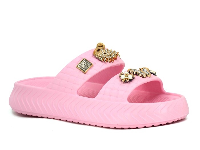 Apella Zenne E800-17 Örgülü Taşlı Lux Eva Terlik Açık Pembe 