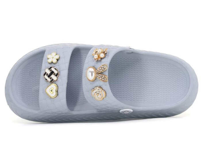 Apella Zenne E800-17 Örgülü Taşlı Lux Eva Terlik Buz Grisi - 2