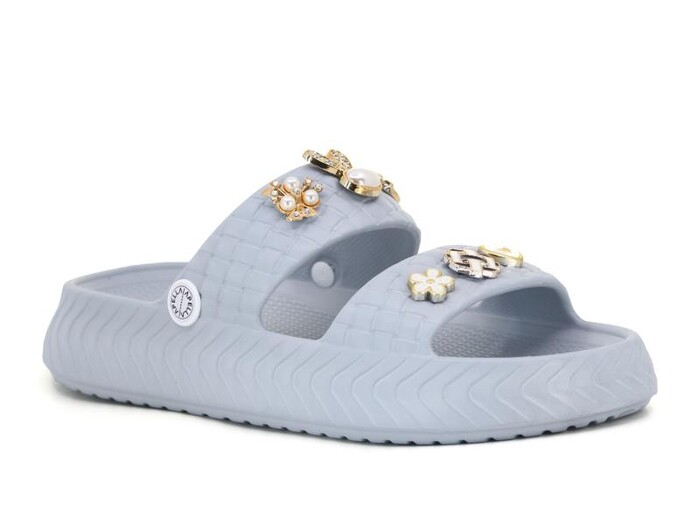 Apella Zenne E800-17 Örgülü Taşlı Lux Eva Terlik Buz Grisi 