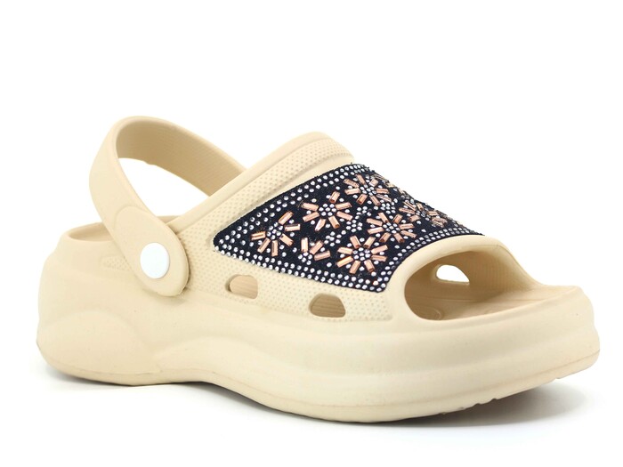 Apella Zenne E800-20-1 Kontes Lüx Taşlı Döngülü Lux Eva Terlik Bej - 1