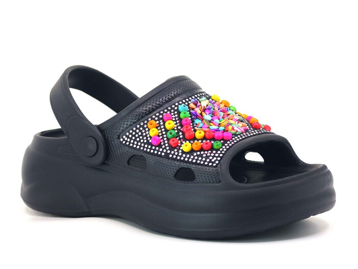 Apella Zenne E800-20-1 Kontes Lüx Taşlı Döngülü Lux Eva Terlik Siyah - 1