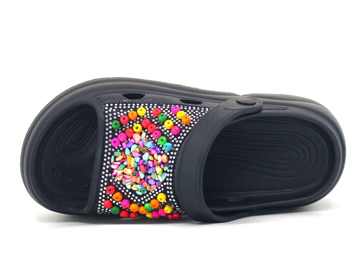 Apella Zenne E800-20-1 Kontes Lüx Taşlı Döngülü Lux Eva Terlik Siyah - 2