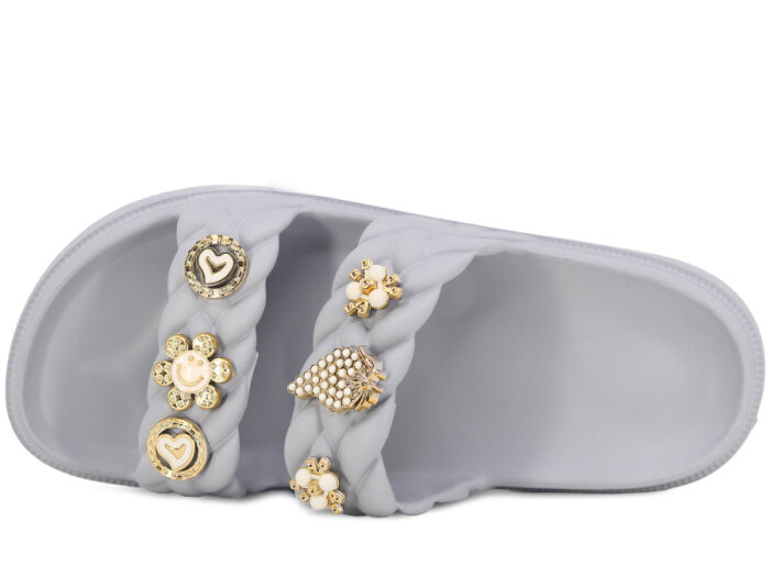 Apella Zenne E800-22 Karmen Üç Emojili Lux Eva Terlik Taşlı Buz Gri - 2