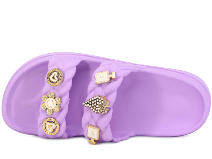 Apella Zenne E800-22 Karmen Üç Emojili Lux Eva Terlik Taşlı Lila - 2