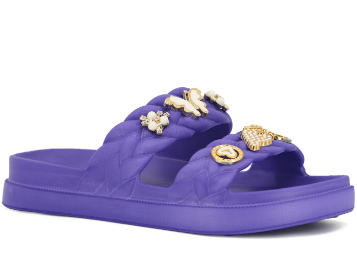 Apella Zenne E800-22 Karmen Üç Emojili Lux Eva Terlik Taşlı Mor - Apella