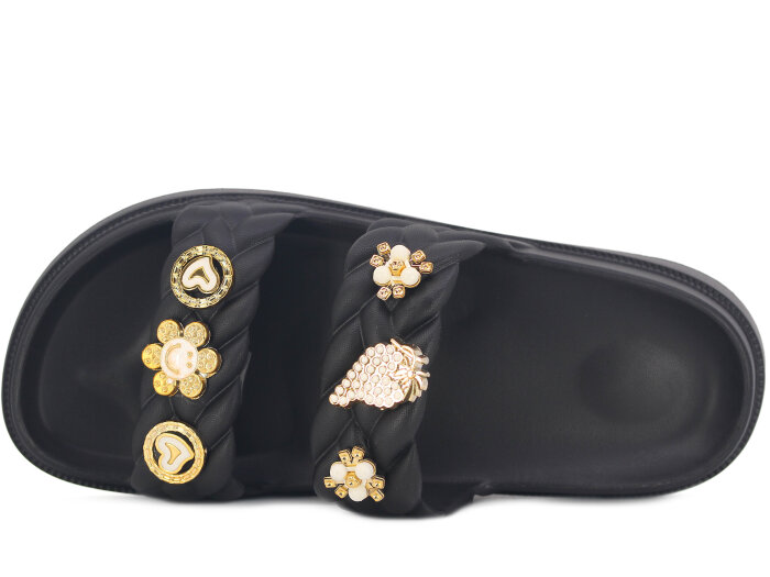 Apella Zenne E800-22 Karmen Üç Emojili Lux Eva Terlik Taşlı Siyah - Apella (1)