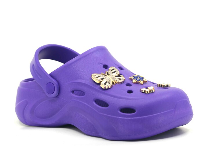 Apella Zenne E800-18 Salsa Taşlı Eva Cross Terlik Mor - Apella