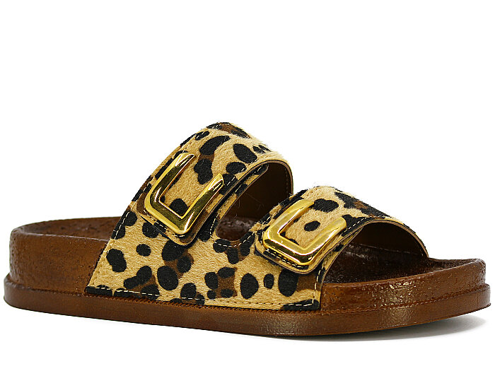 Apella Zenne İnci 495-30 U Toka Leopar Kutulu Günlük Terlik Camel - 1
