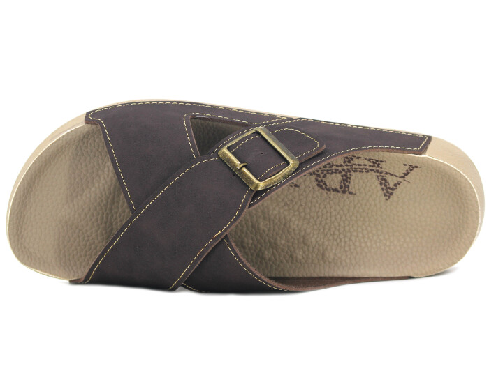 Aris Merdane 20001 Çapraz Tokalı Monta Spor Taban Kutulu Günlük Terlik Kahve - Aris (1)