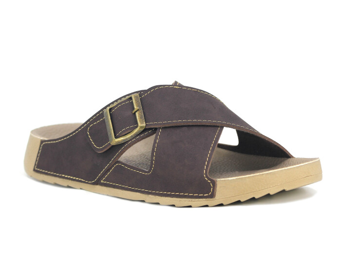 Aris Merdane 20001 Çapraz Tokalı Monta Spor Taban Kutulu Günlük Terlik Kahve - Aris